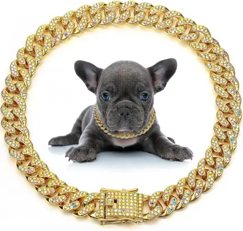 Dog Necklace Metal Cat Chain Pet Crystal Collar Jewelry