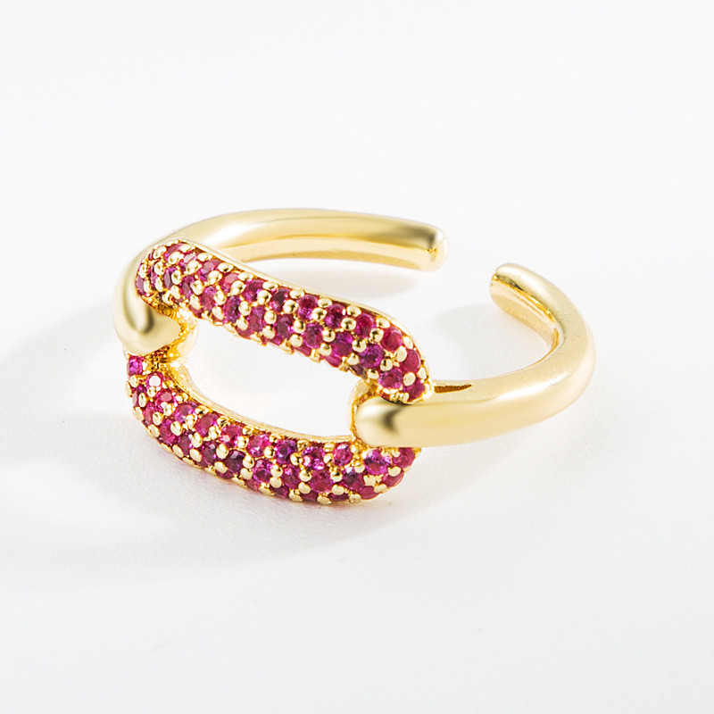 Oval Copper Micro Inlaid Rhinestone Couple Ring Women