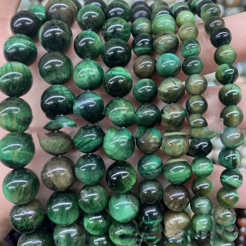 Green Tiger Eye Loose Beads Jewelry Accessories DIY