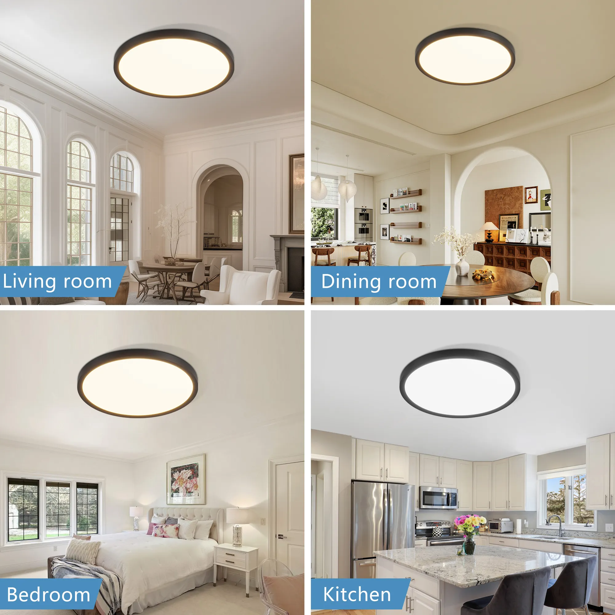 6PK 12 Inch Dimmable LED Flush Mount