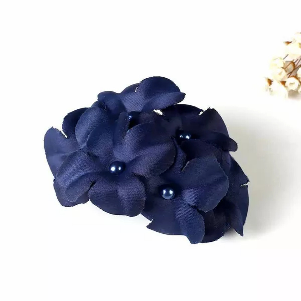 Ladies Handmade Fabric Six Flower Hair Accessories Navy Blue - Shop at LoveMi