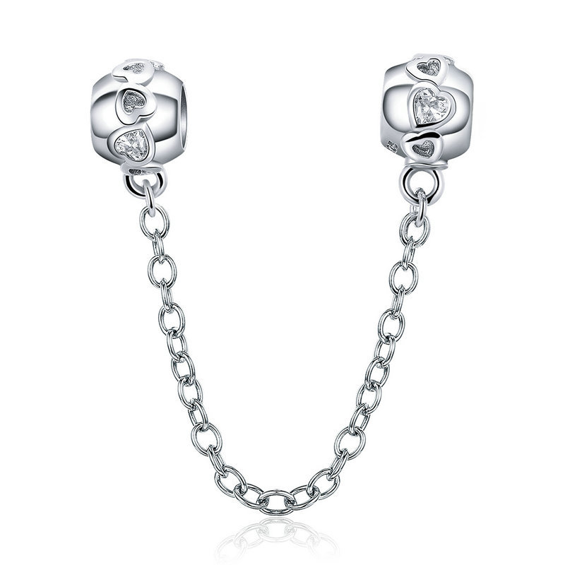 DIY Beaded Bracelet Accessory Safety Chain S925 Sterling Silver With Diamond Simple
