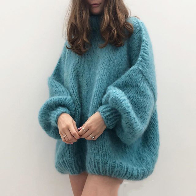 Loose Thin Warm Solid-color Top, Fashionable Puff Sleeves