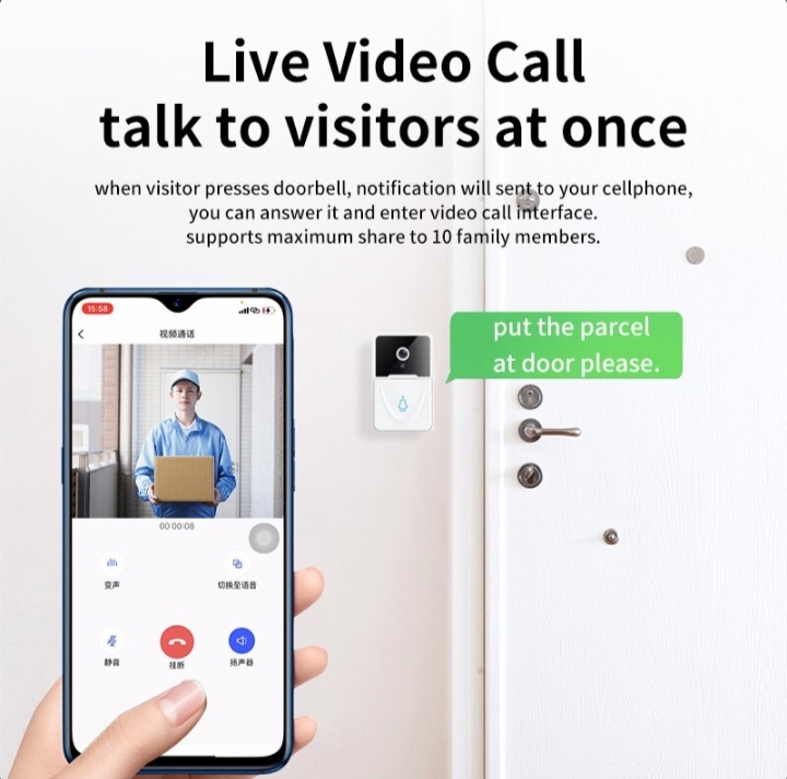 Wireless Security WiFi Smart Doorbell Intercom Video Camera Bell Chime Door Ring