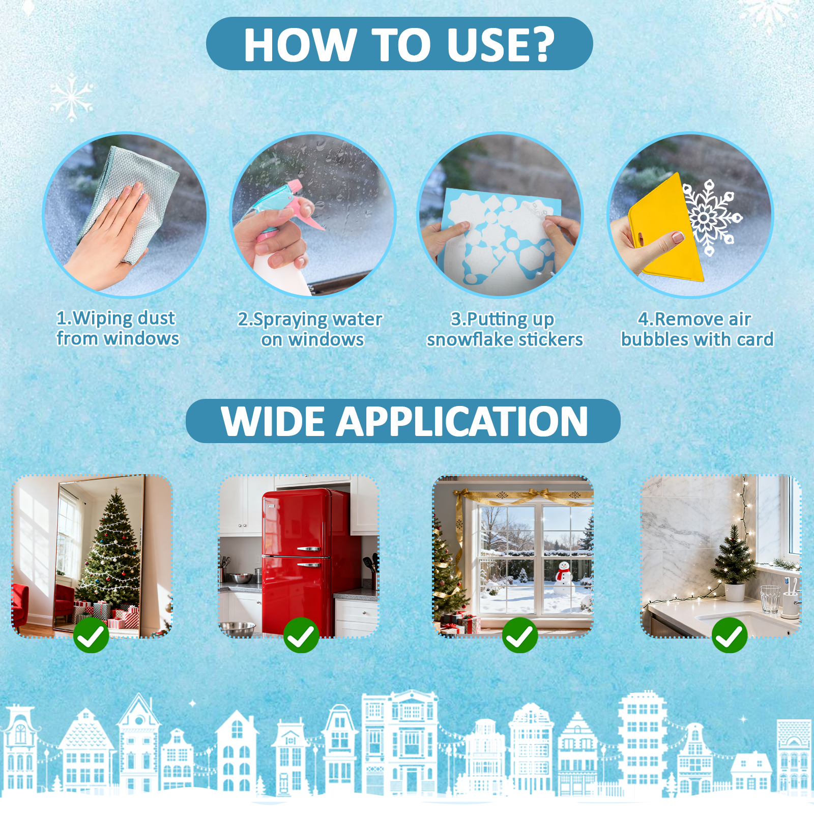 Inreeme Christmas Window Stickers Decorations - 137 Pcs Xmas Reusable — image 7