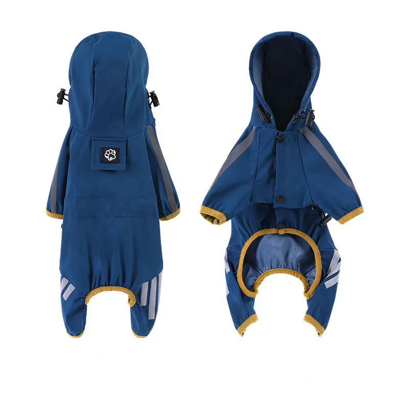 Sily Pet Raincoat Four-legged Raincoat For Dogs Small Dog Outing Clothes Tractable Waterproof Clothing Pet Clothing Cat Costume - Blue And Yellow E...