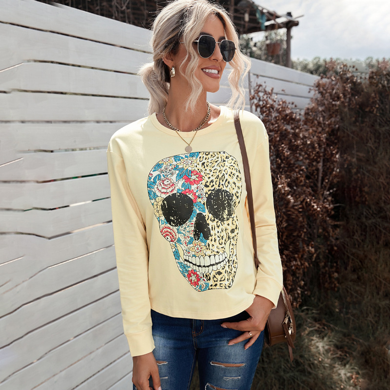 Halloween Hoodie Women Autumn And Winter Skull Print