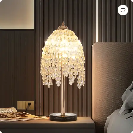19 Inch Height Elegant Crystal Table Lamp Vintage Waterfall Design With Teardrop Grape Crystal Bead String Shades And Marble Textured Base For Living Room, Bedr