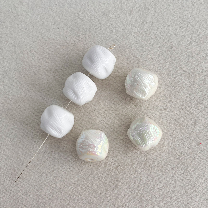 Textured acrylic barrel beads – solid and AB iridescent finish