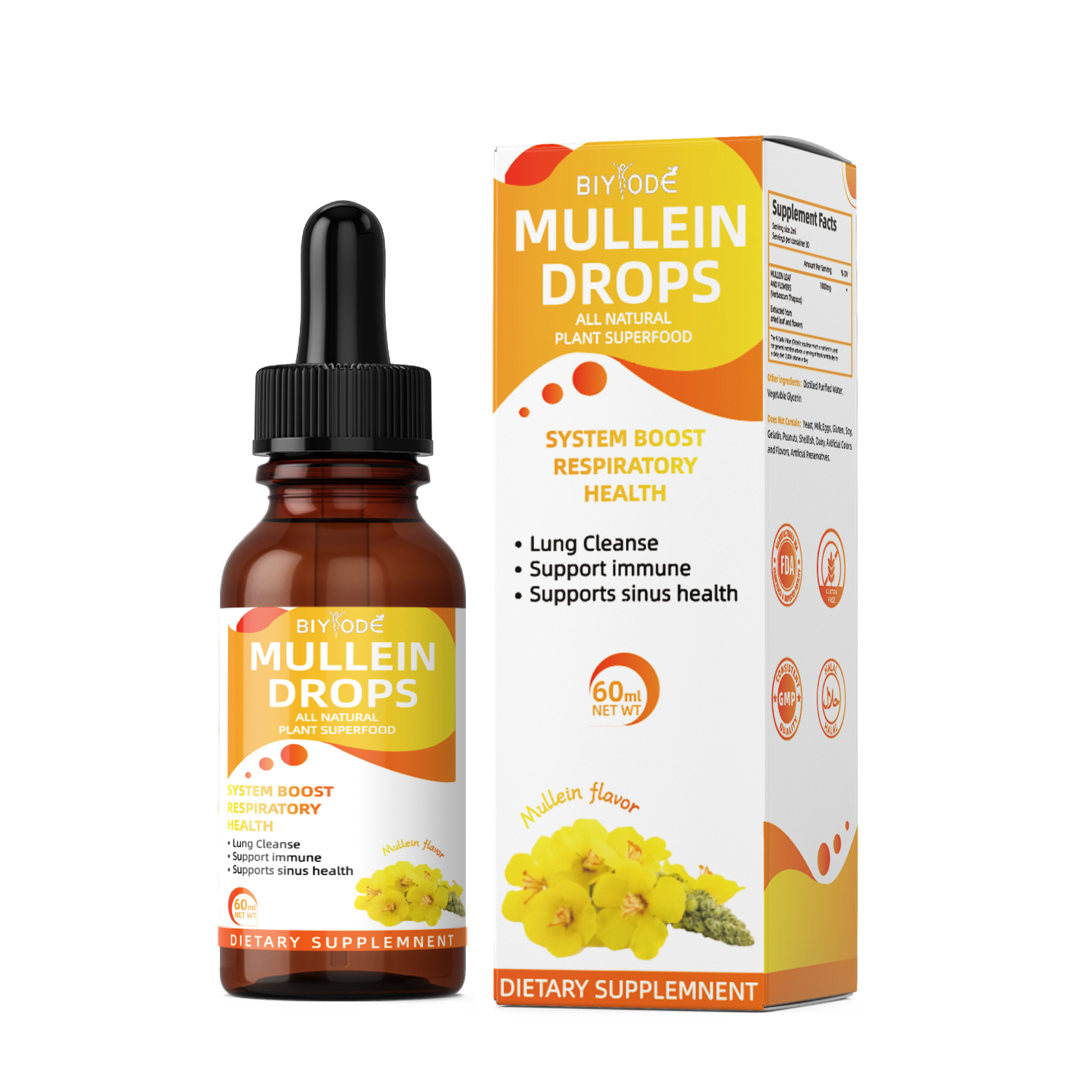Biyode Mullein Leaf Extract Herbal Supplement For Lung Detox Clean Mullein Liposomal Liquid Drops Customized - Shop at LoveMi