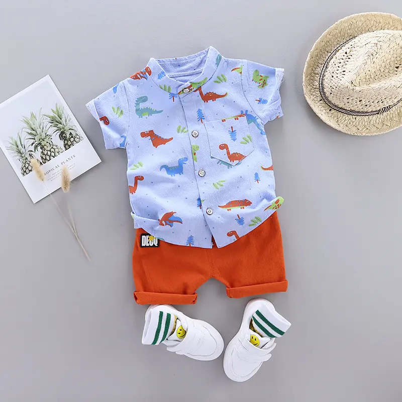 Kids Fashion All Over Print Dinosaur Short Sleeve Shirt