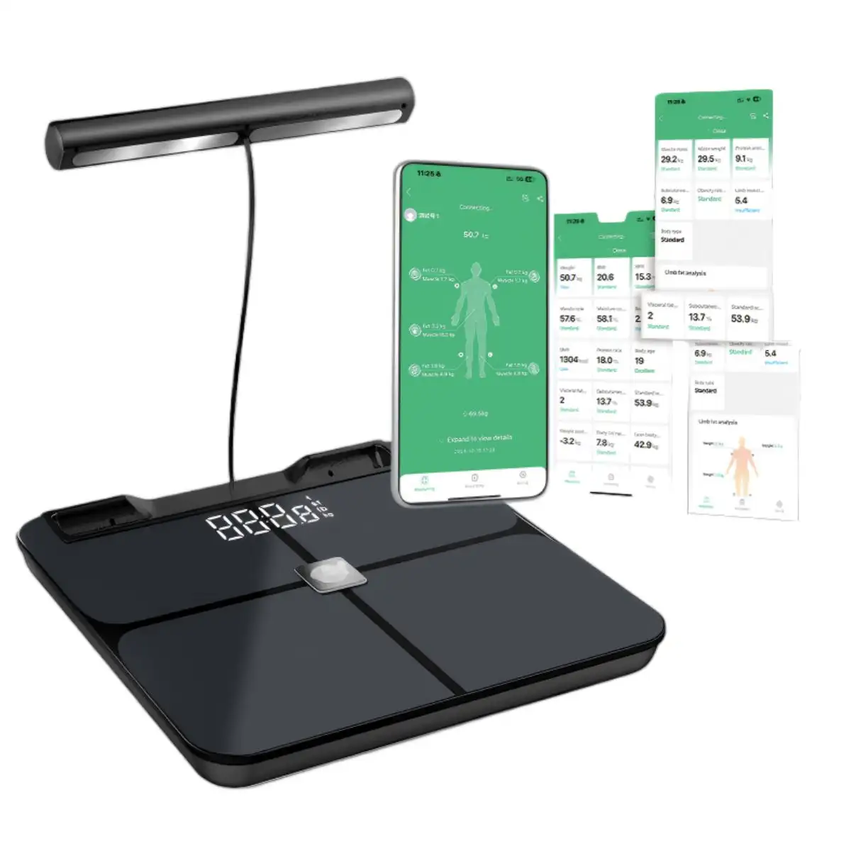 Smart Body Composition Scale, Digital Bluetooth Bathroom Weight And Body Fat Analyzer With App Tracking