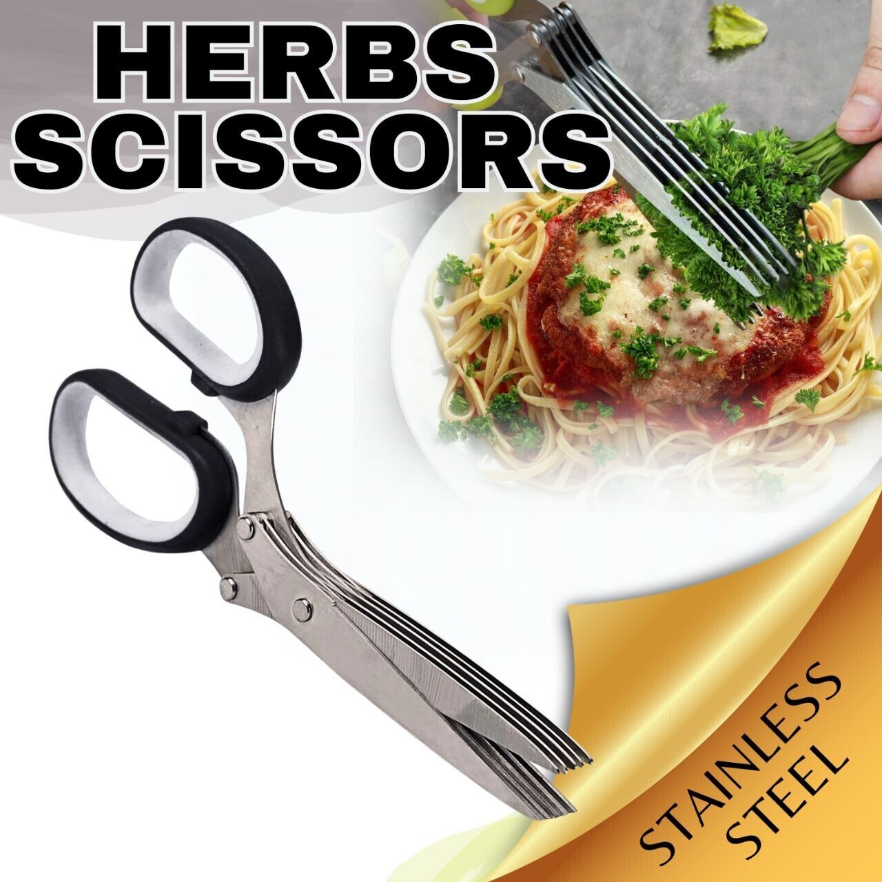 Multi-blade Stainless Steel Herb Scissors. we ship only inside the US, USPS First Class Package 2 Day Handling , 2-5 Day Shipping. Herb Cutter Scissors 5 Blade Scissors Kitchen Multipurpose Cutting Shear with 5 Stainless Steel Blades & Safety Cover & Clea