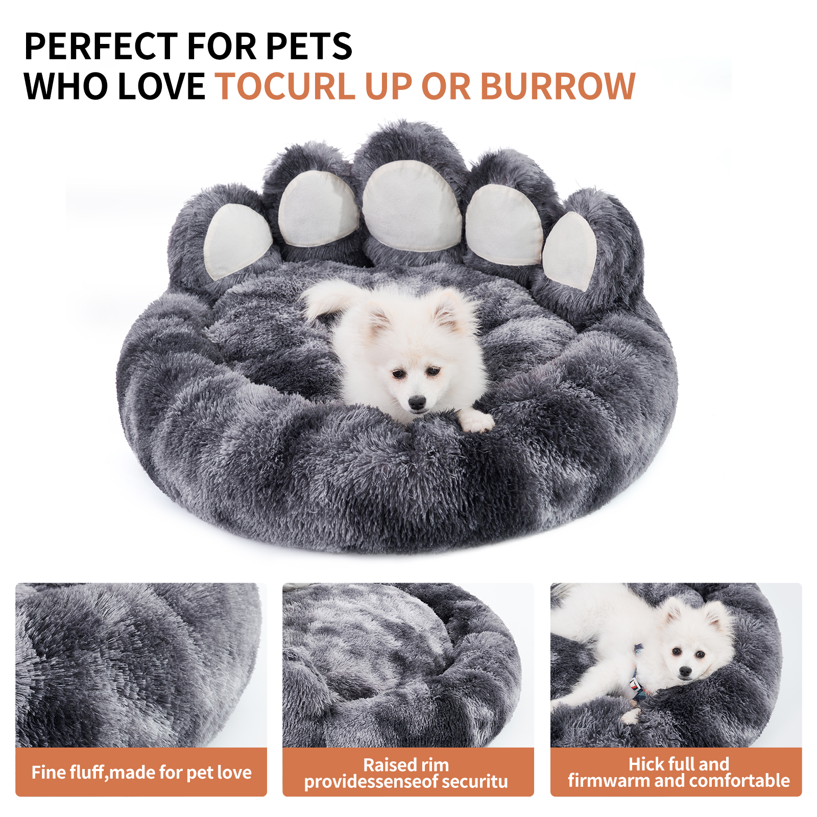 Cozy Bear Paw Dog Bed for Pets. Unique and Adorable Standing Bear Paw Design, Tailored for Small and Medium Dogs, Warm and Luxuriously Soft Comfort, Distinctive and Stylish Design, Versatile and Practical Pet Bed, Restoring Upright Shape After Unpacking.