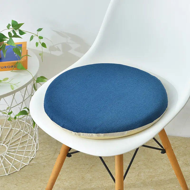 Round Chair Pad Cushion for Dining Room and Living Room Seating — Indigo, Diameter 40cm
