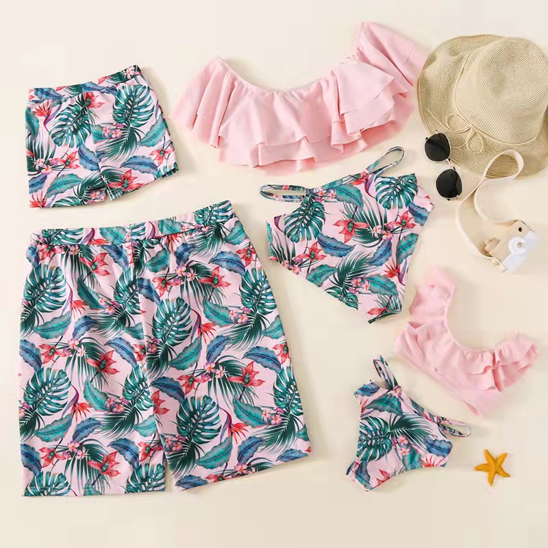 Parent child Swimsuit European And American Family Bikini Lotus Leaf Men - Shop at LoveMi