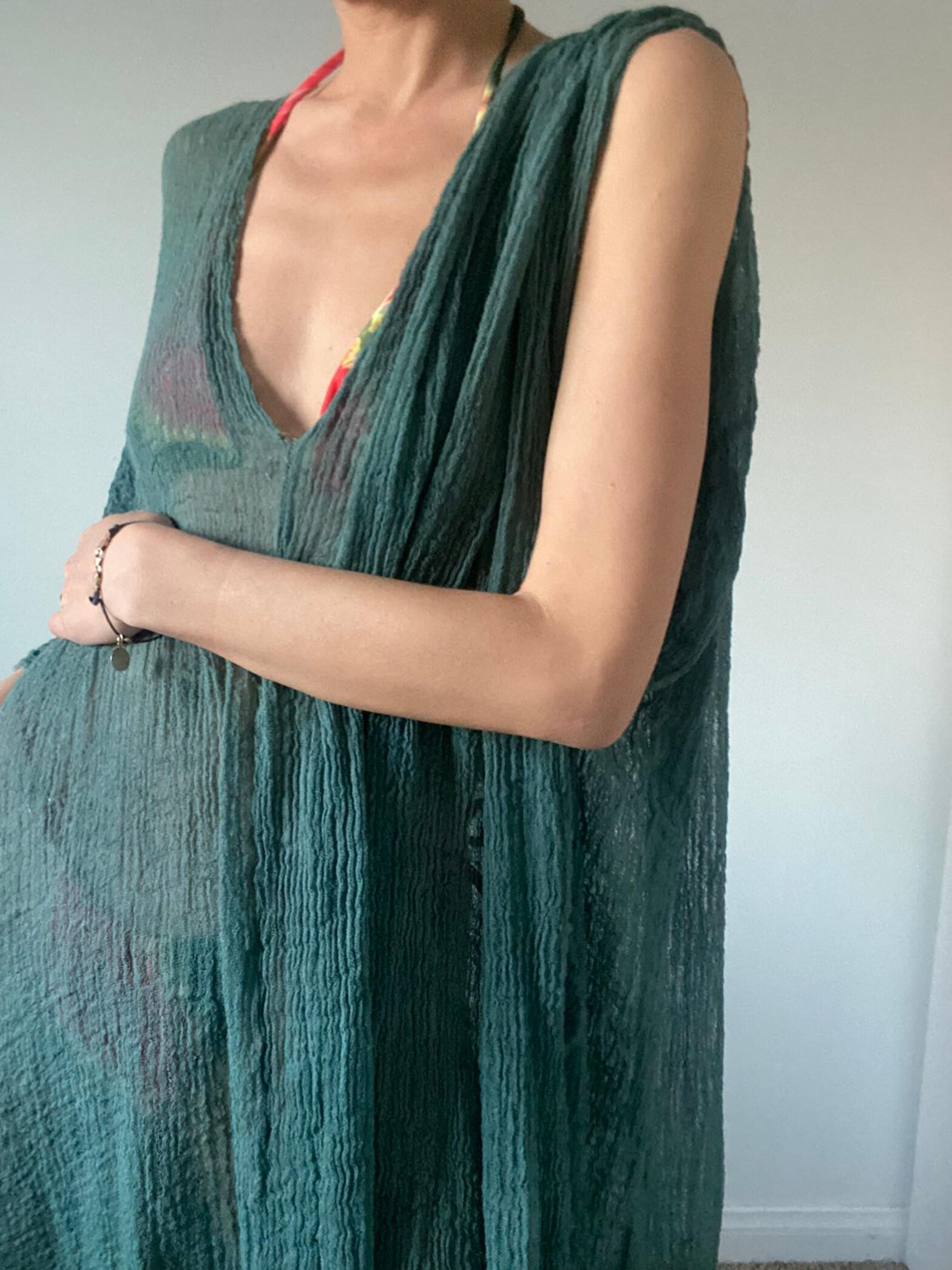 V-neck Bat Sleeve Loose Dress