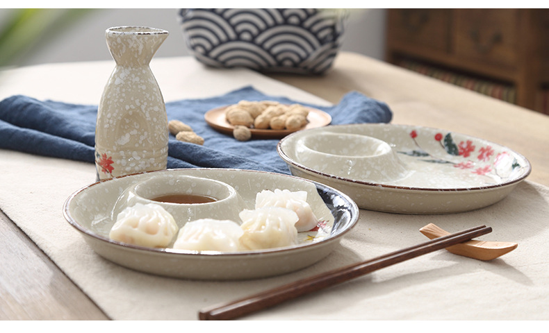 Title 8, Ceramic Dumpling Plate With Vinegar Dish Househ...