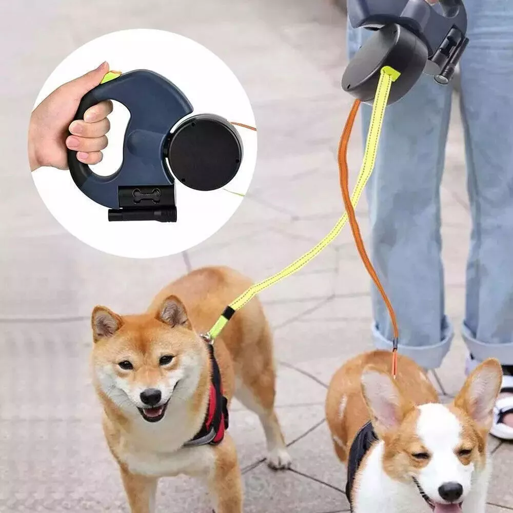 Dual Pet Leash Retractable Reflective Lead 360 Swivel Double Dog Walking Leash thumbnail 6