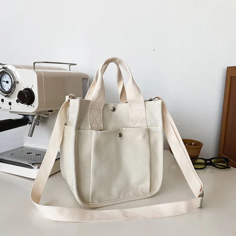 Retro Simple Large Capacity Canvas Messenger Bag - White