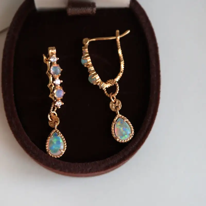 Natural Opal Ear Ring S925 Silver Plated