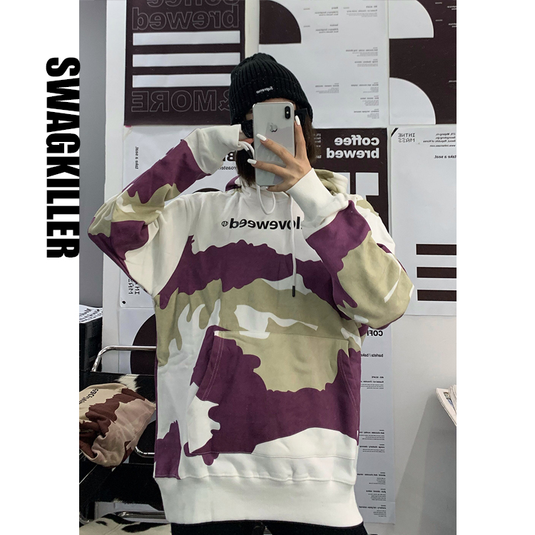 Loose Personality Coffee Hooded European And American Long-sleeved Sweater