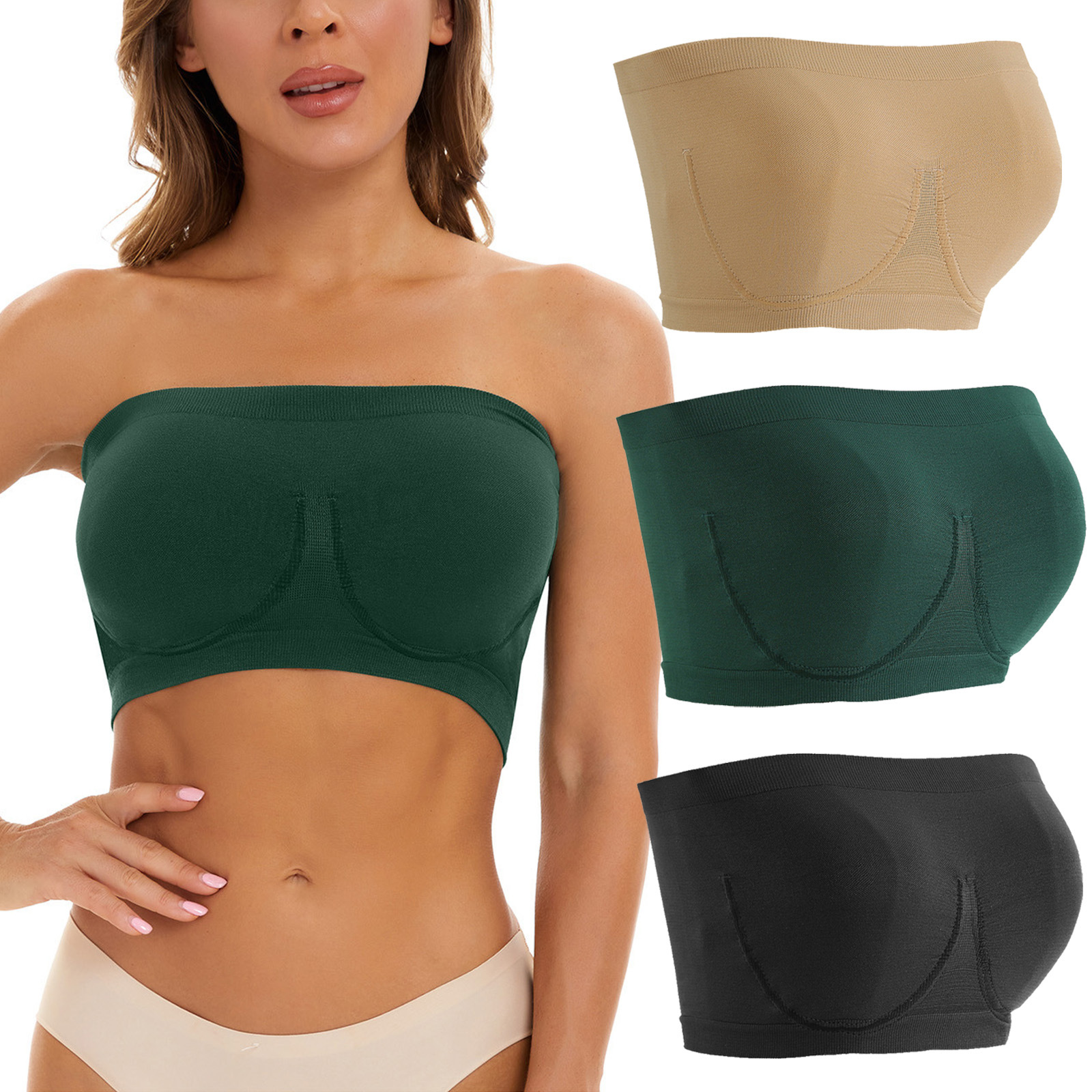 Title 2, Sutiã bandeau sem costura plus size feminino Co...