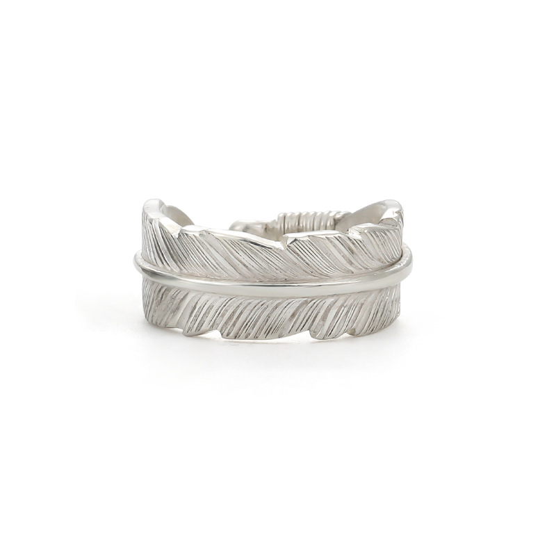 Fashion Couple Thai Silver Feather Ring