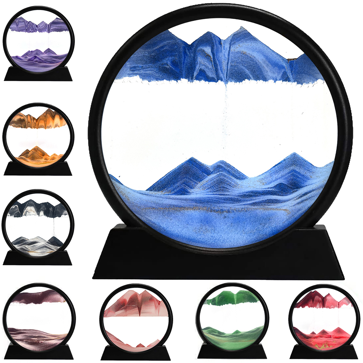 3d Dynamic Sand Art Moving Liquid Motion Picture Round Glass Desk_voghion.com