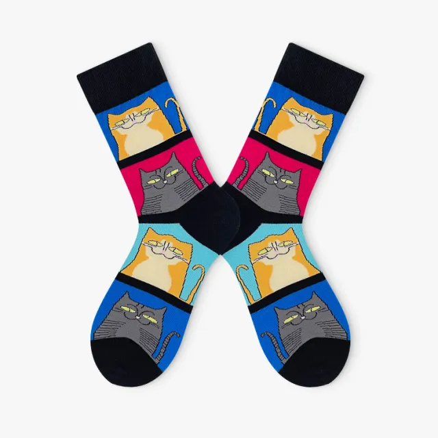 Mid Tube Socks Trendy Cute Street Skateboard Stockings Cartoon Cat - Shop at LoveMi