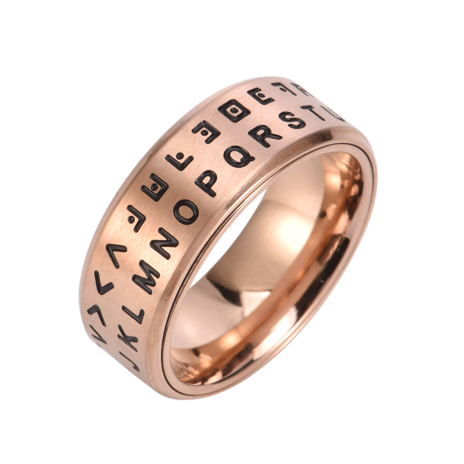 Rotating Letter Ring Domineering Trend Men's Gold Ring