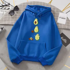 Avocado Mother And Baby Print Women's Clothing Loose Fashion Hooded Sweater - Blue - View 1