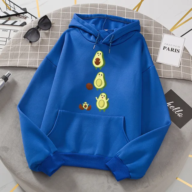 Avocado Mother And Baby Print Women's Clothing Loose Fashion Hooded Sweater Blue - Shop at LoveMi