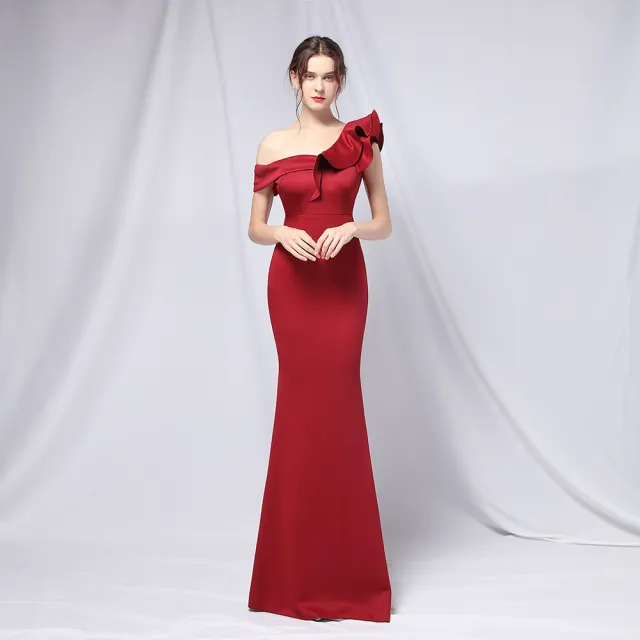 Elegant And Thin Sexy Fishtail Dress Maroon - Shop at LoveMi