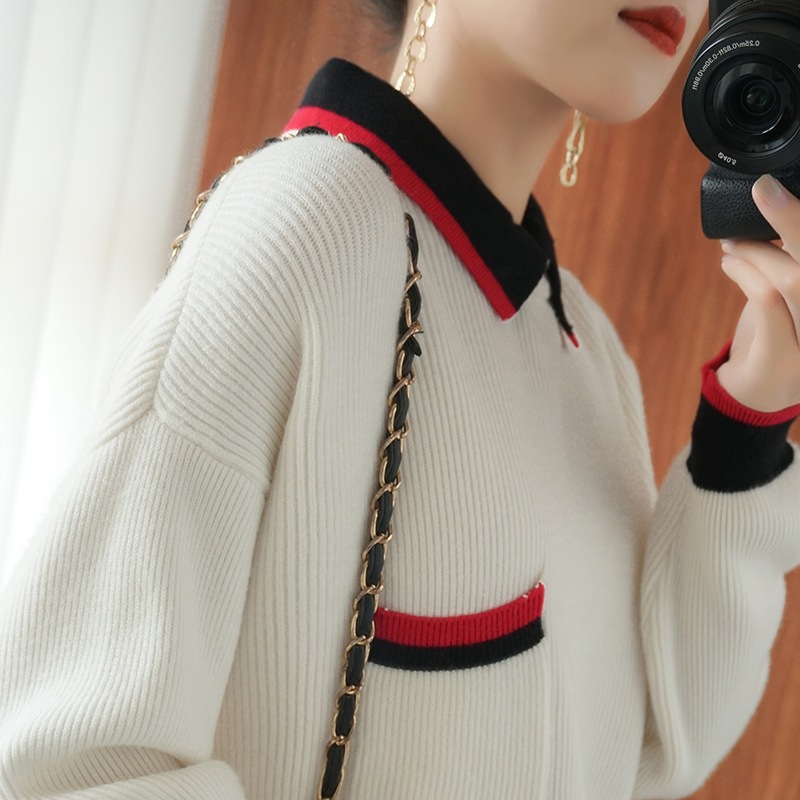 Color Blocking Loose Slouchy Versatile Sweater