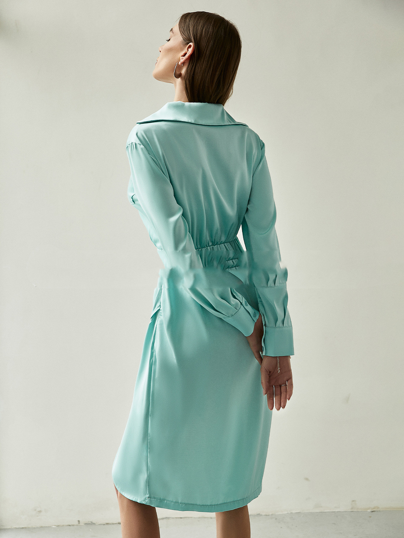 High-waisted Blue Flounces With Pure Color