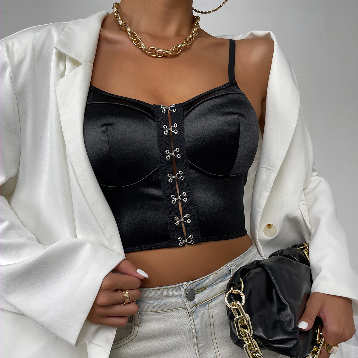 Niche Design Buttoned Satin Premium Wrap Vest