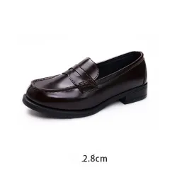 Leather Shoes Low-heel College Style Japanese Uniform Shoes Loafers - Brown - View 1
