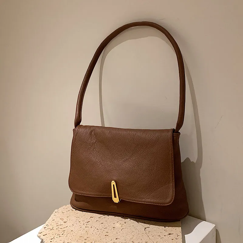 Briefcase All-match Ins Shoulder Female Bag - Coffee