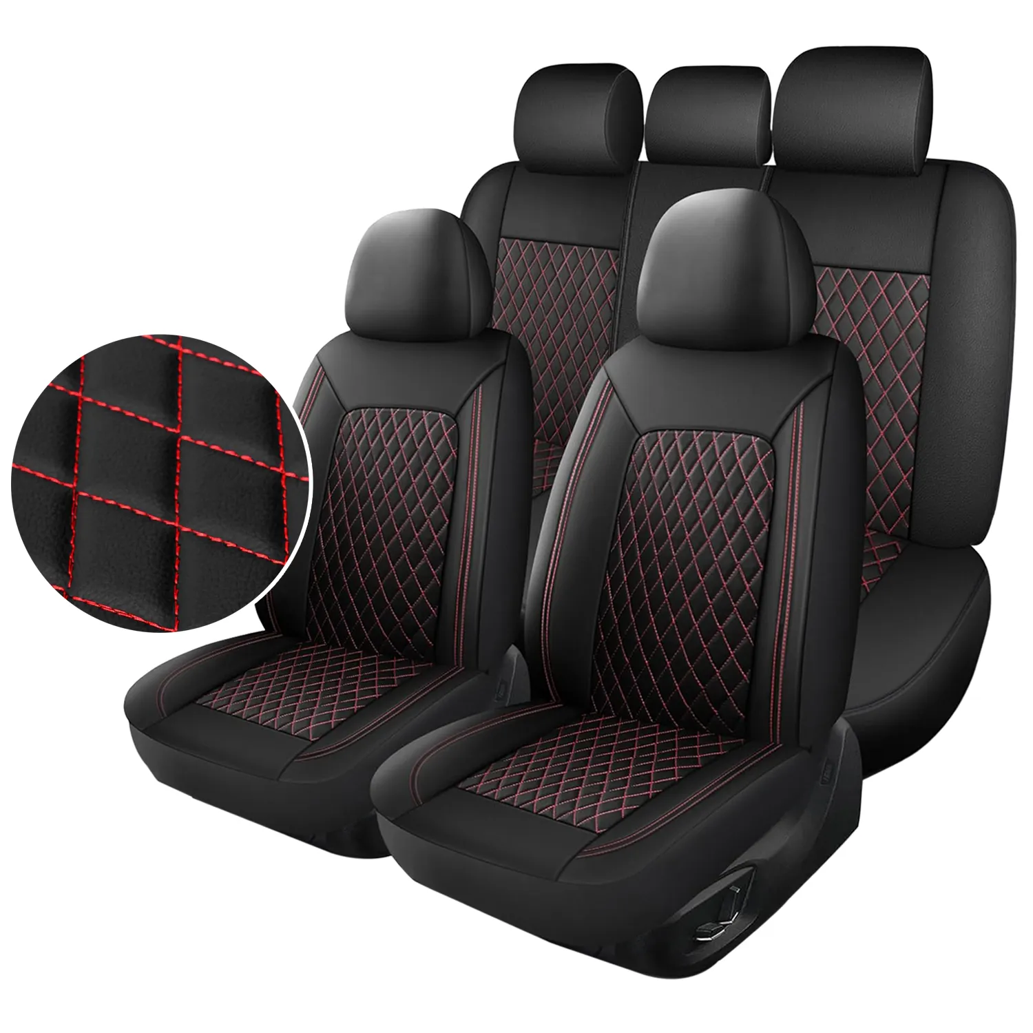 5-Seat Car Seat Cover, Single-Stitch Diamond Pattern
