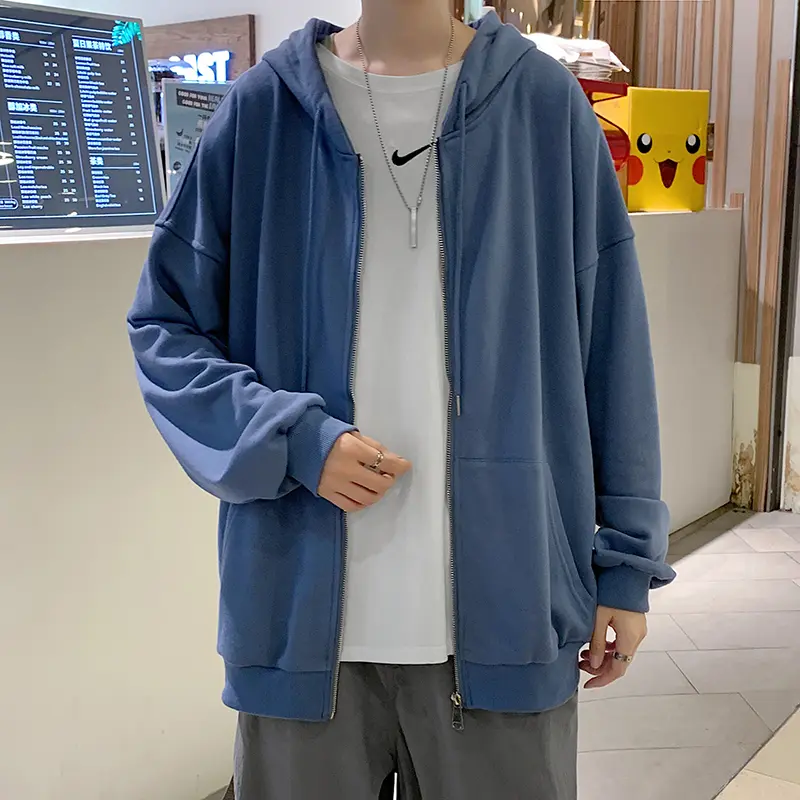 Men's Loose Jacket Fashion Brand Cardigan Hooded Sweater