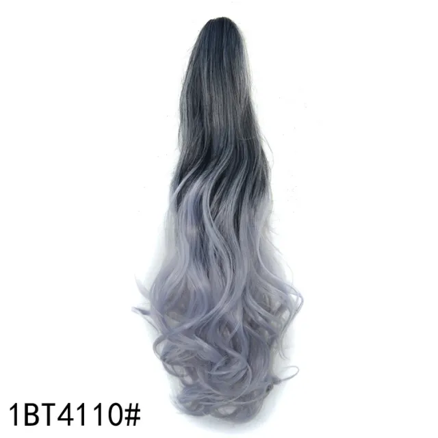 Colorful Gradient Color Clip Ponytail Wig Black Light Granny Grey - Shop at LoveMi