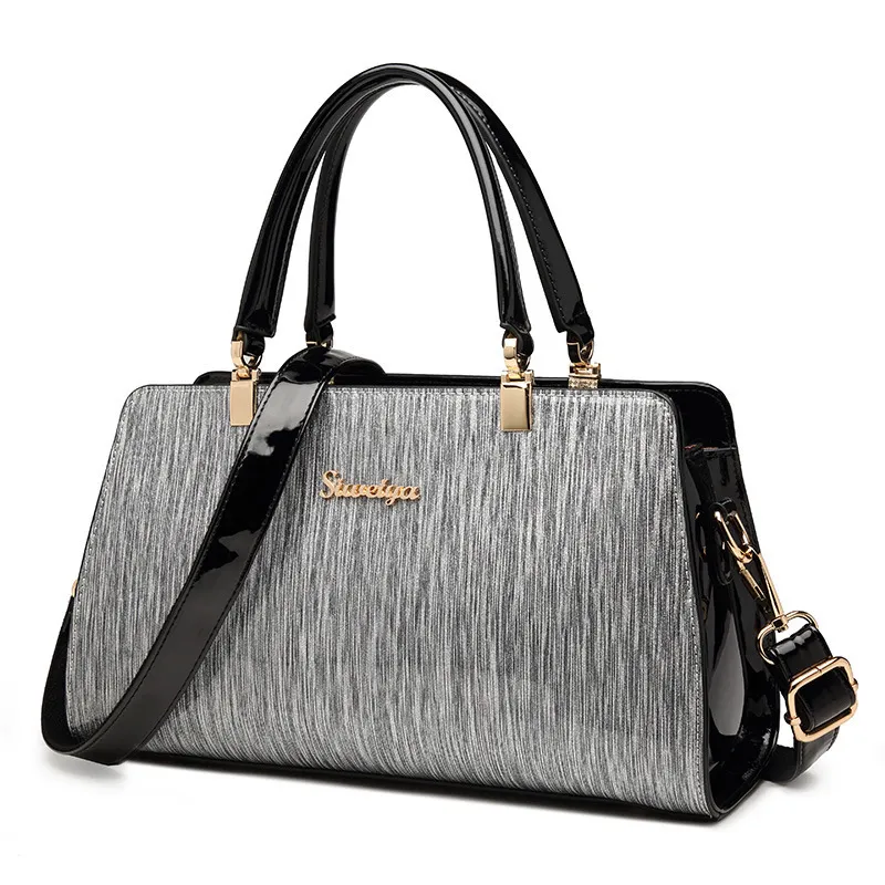 Trendy Mother Atmosphere Middle-aged Messenger Handbag Simple One-shoulder Leather Handbags - Silver