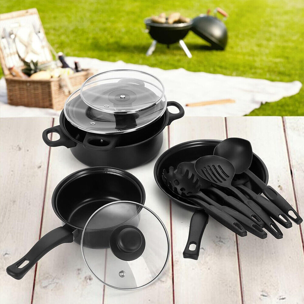 16pcs Cookware Set Pan Pot Non Stick Saucepans Frying Glass Lid — image 2