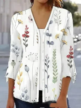 Printed Quarter Sleeved Cardigan Knit Color9 - Shop at LoveMi