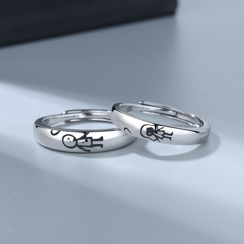 New Simple Hand In Hand Lovers Ring