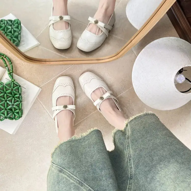 New Summer Bowknot Square Toe Flat Slip-On Shoes For Women, Match With Dresses