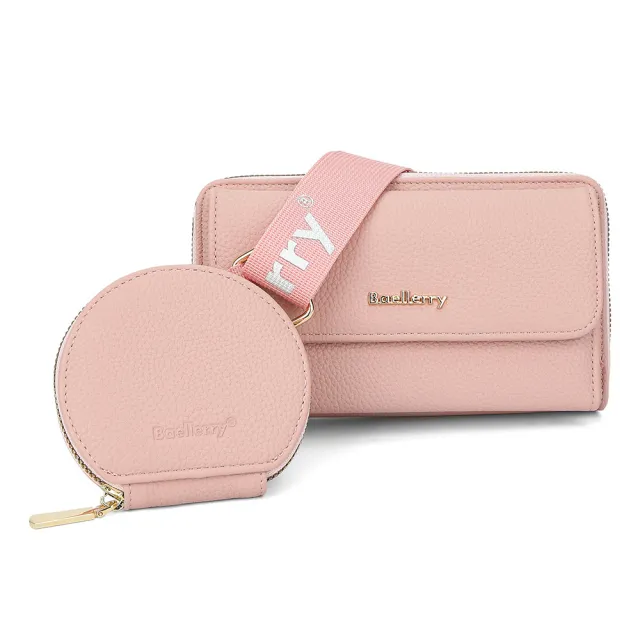 Lychee Texture Composite Bag Fashion Mobile Phone Bag With Small Coin Purse Letter Print Zipper Crossbody Shoulder Bag Pink - Shop at LoveMi