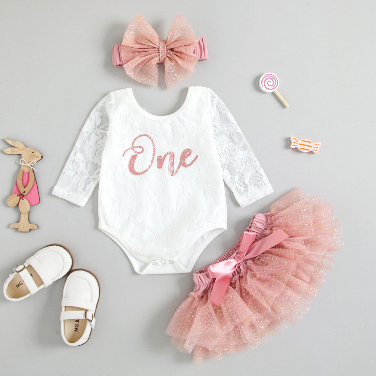 3-piece Set Of Multi-layer Mesh Princess Dress Headband With Printed Blouse