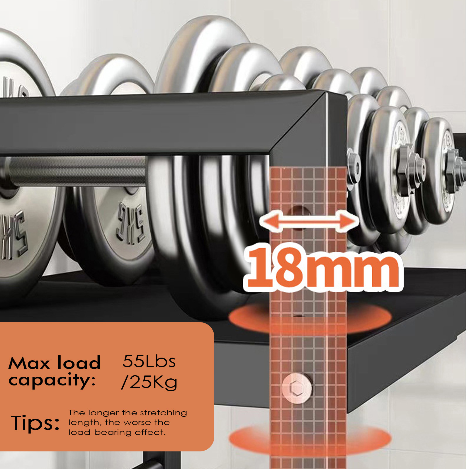 Black Single-layer Double Bar With 6 Hooks And Extendable Kitchen Storage Rack — image 4